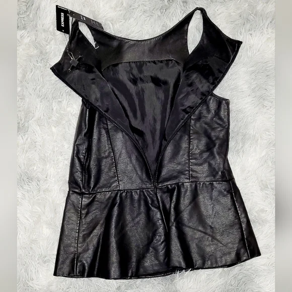 Vegan Leather Tank & Corset Peplum Tops 2pc Bundle, S - Picture 8 of 9